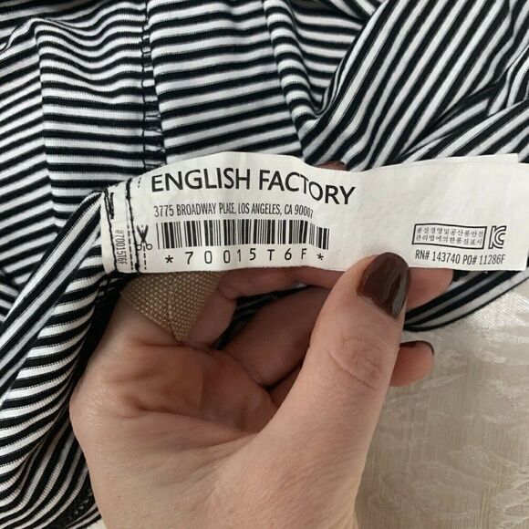 english factory womens black white Short Sleeve striped top t shirt large - Picture 4 of 5